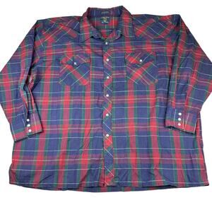 Salmon River Plaid Pearl Snap Western Shirt 3X